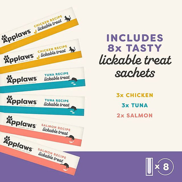 Applaws Cat Treat Variety selection puree pochúťka 8 x 15 g