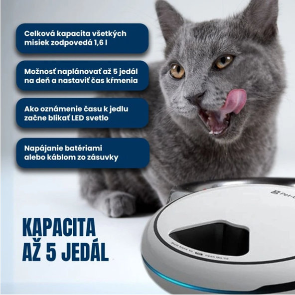 BOT Automatický dávkovač krmiva pre zvieratá 5 porcií čierny