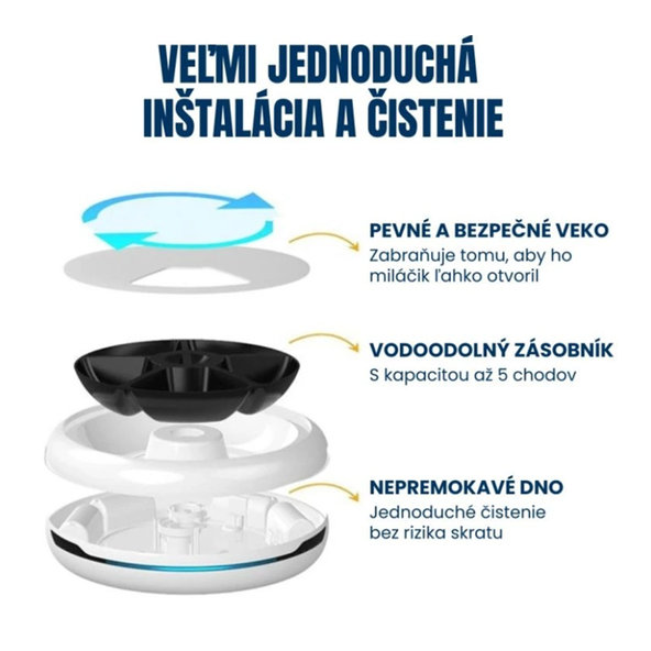 BOT Automatický dávkovač krmiva pre zvieratá 5 porcií čierny