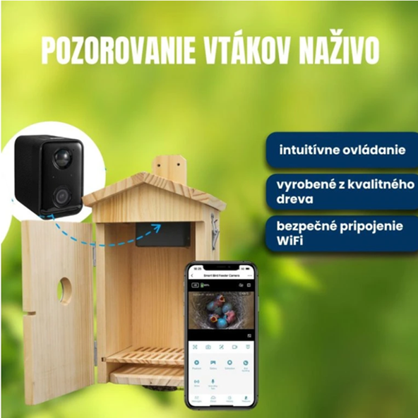 BOT Inteligentná vtáčia búdka s WiFi kamerou Tuya BH2