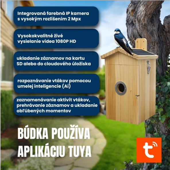 BOT Inteligentná vtáčia búdka s WiFi kamerou Tuya BH2