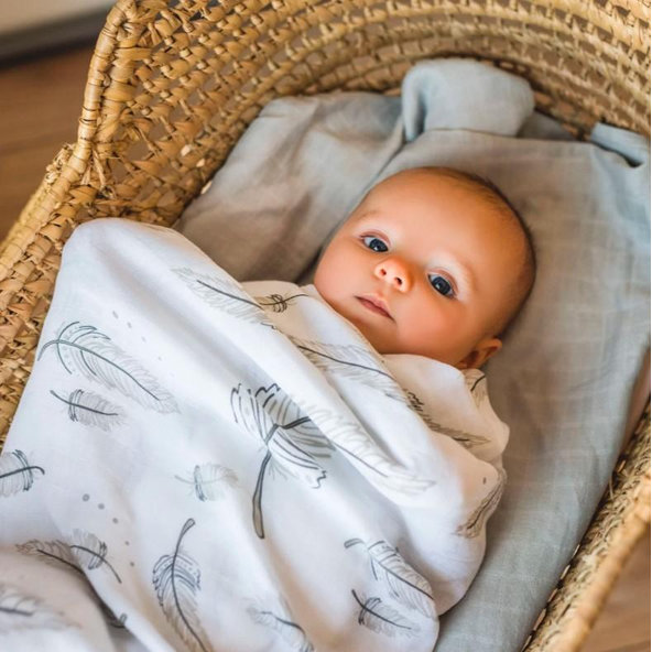 BABYONO Plienky mušelínové zavinovacie Bamboo 120 x 120 cm 2 ks Feathers