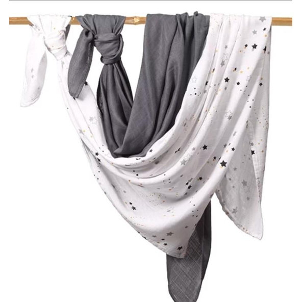 BABYONO Plienky mušelínové zavinovacie Bamboo 120 x 120 cm 2 ks Stardust