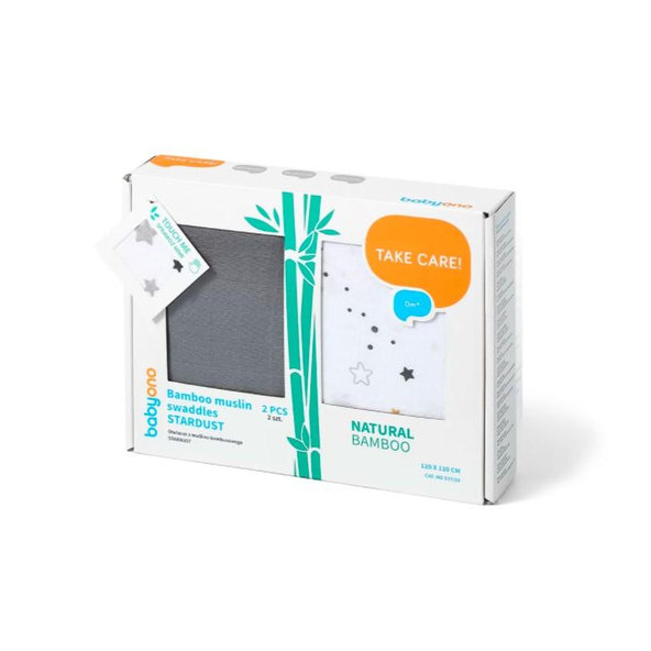BABYONO Plienky mušelínové zavinovacie Bamboo 120 x 120 cm 2 ks Stardust