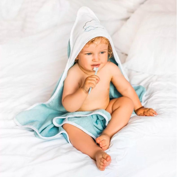 BABYONO Osuška s kapucňou froté 100 x 100 - modrá