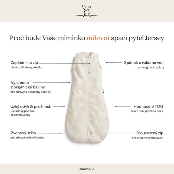 ERGOPOUCH Vak na spanie Jersey Lullaby 0,2 tog 3-12 m