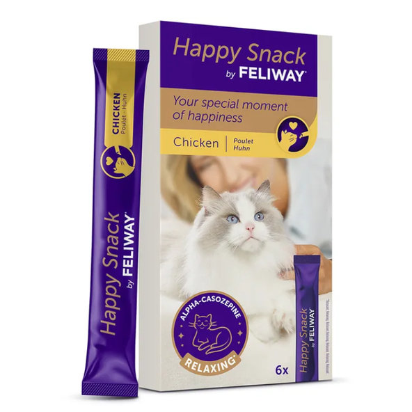 Happy Snack by Feliway kuracia maškrta pre mačky 6 x 15 g