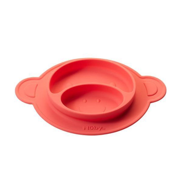 NUBY Tanier s prísavkou - Opica 9 m+, červený