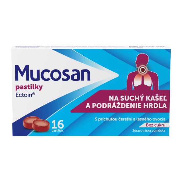 Mucosan bez cukru čerešňa a lesné ovocie 16 pastiliek