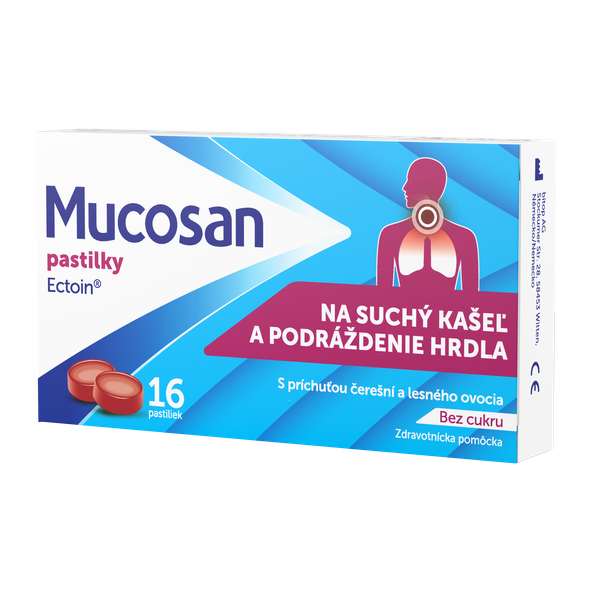 Mucosan bez cukru čerešňa a lesné ovocie 16 pastiliek