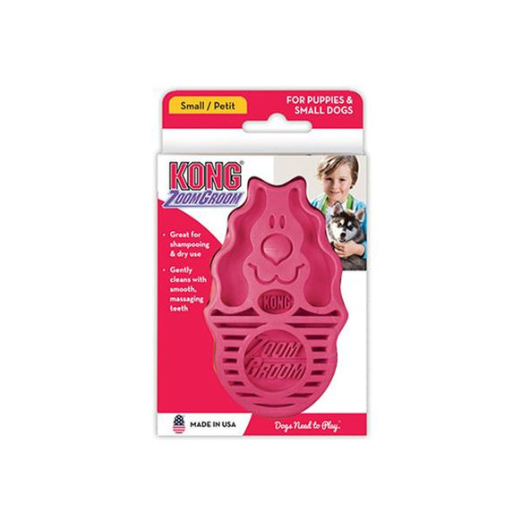 Kong gumový hrebeň pre psy ZoomGroom ružový L - 11,5 × 7 × 2,5 cm