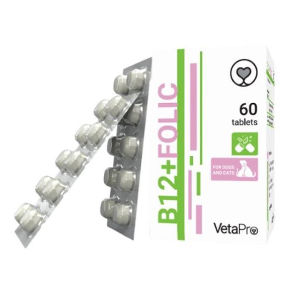 VetaPro B12 + Folic výživový doplnok pre psy a mačky 60 tabliet