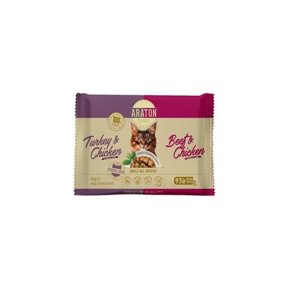 ARATON cat adult sterilised wet set kapsičiek pre mačky 4 x 85 g
