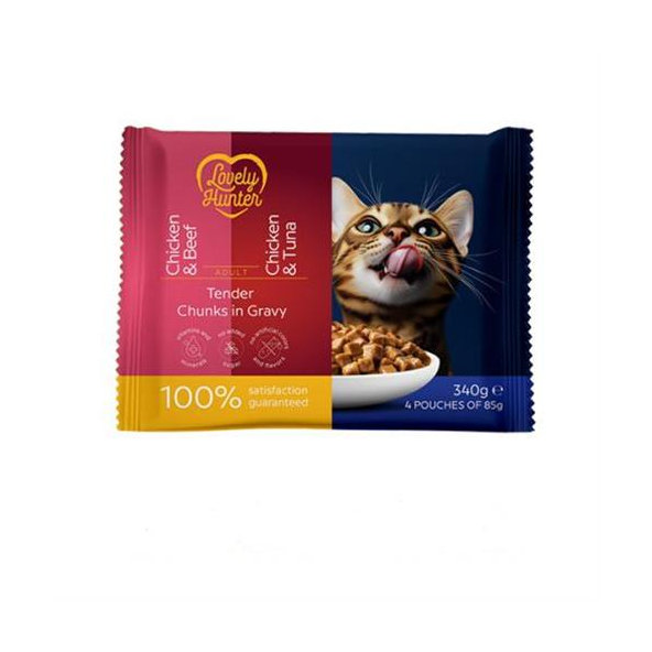 LOVELY HUNTER cat adult wet set kapsičiek pre mačky 4 x 85 g