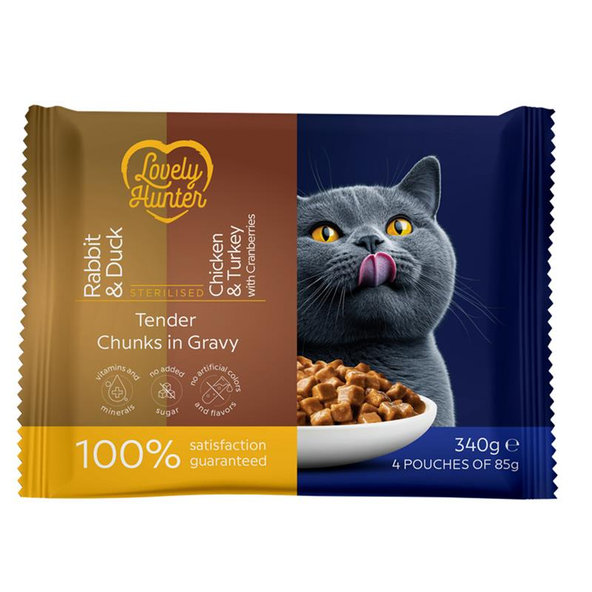 LOVELY HUNTER cat adult serilised wet set kapsička pre mačky 4x85 g