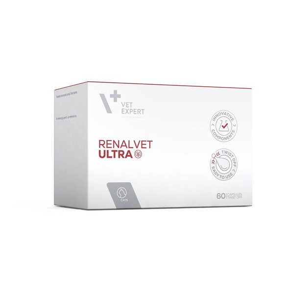 VetExpert RenalVet Ultra (Twist Off) prípravok určený pre dospelé mačky na podporu správnej funkcie obličiek 60 kapsúl