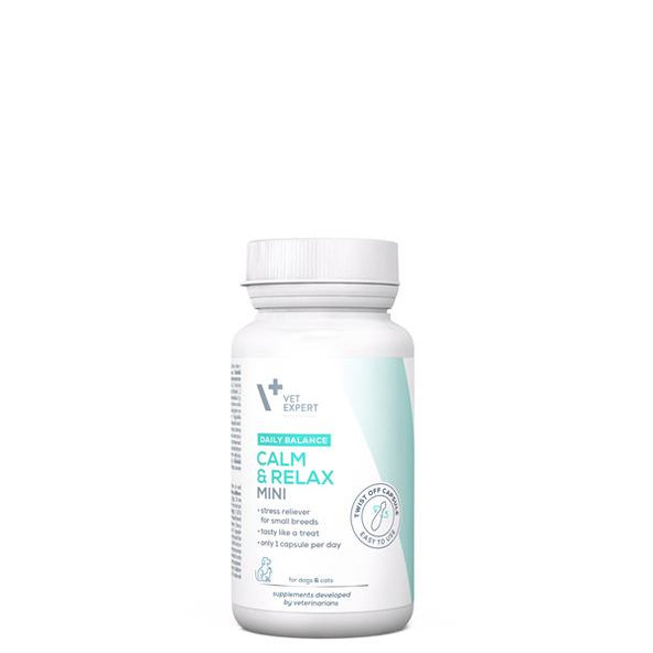 VetExpert Calm&Relax Mini (Twist Off) výživový doplnok pre psy a mačky na zníženie pocitu stresu a úzkosti 30 kapsúl