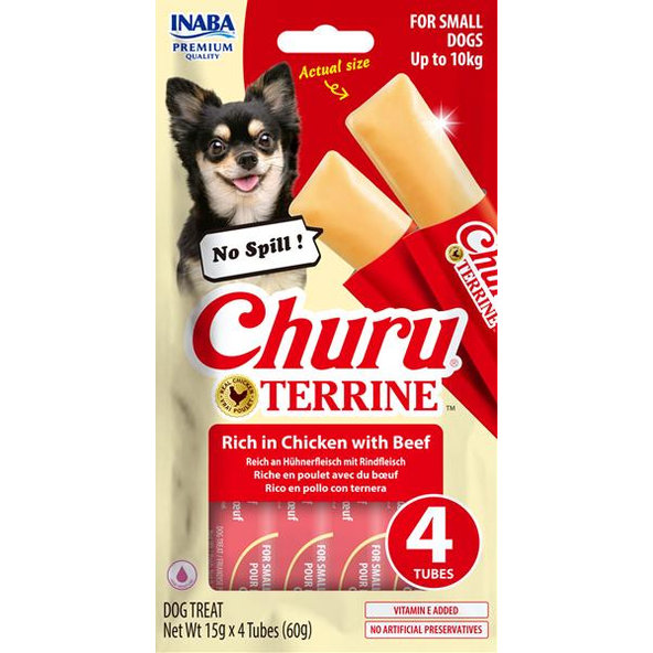Inaba Churu Terrine dog maškrta pre psy kura s hovädzím 4x15 g
