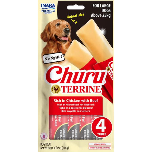 Inaba Churu Terrine dog maškrta pre psy kura s hovädzím 4x54 g