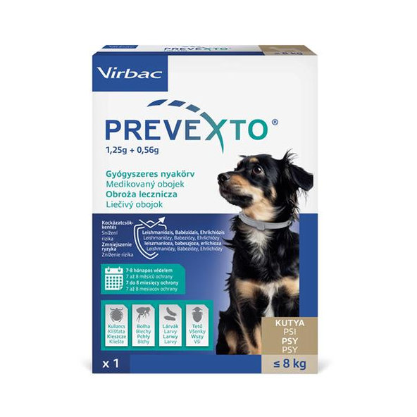 Prevexto medikovaný antiparazitárny obojok pre malé psy do 8 kg 1,25 + 0,56g