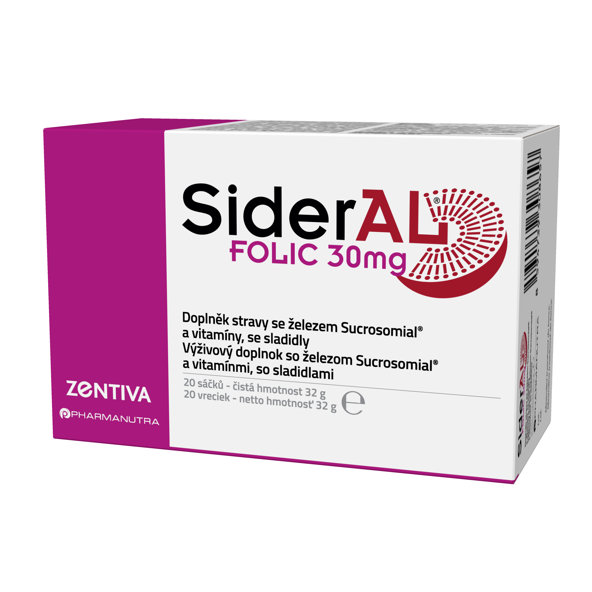 Zentiva SiderAL Folic výživový doplnok so železom 30mg/20ks