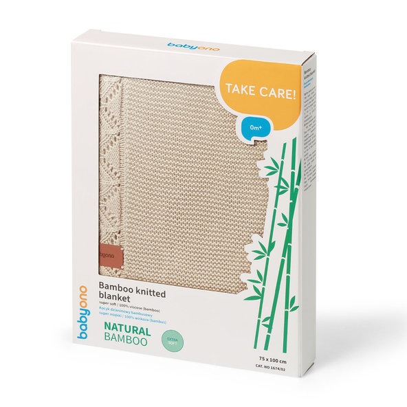 BABYONO Deka pletená bambusová Light Beige 75 x 100 cm