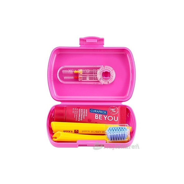 CURAPROX Travel set ružový dvojdržiak