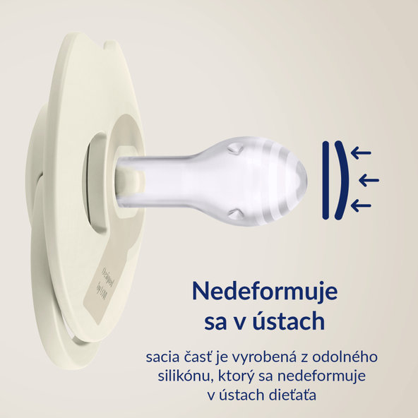 Lovi Prime silikónový dynamický svetielkujúci cumlík 6-18m Ivory/Blush 2 ks