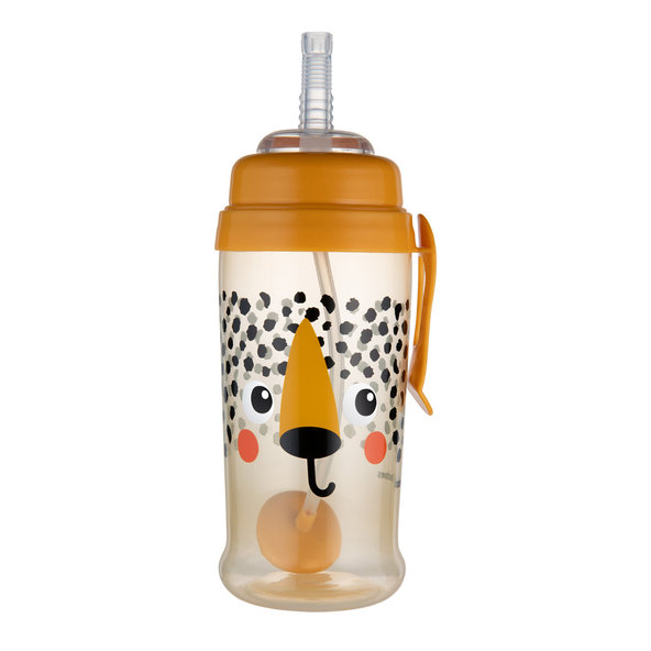 Canpol Babies BabiesBoo nevytekajúca fľaša so slamkou Gepard 350 ml