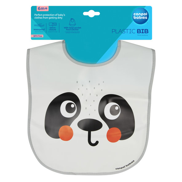 Canpol Babies Podbradník s vreckom plast Panda 6m+