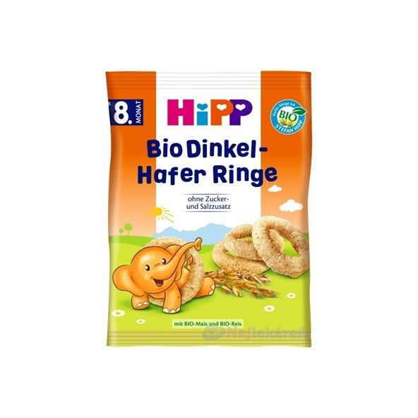 HiPP BIO Špaldové-ovsené prstienky od 8. mesiaca, 30 g