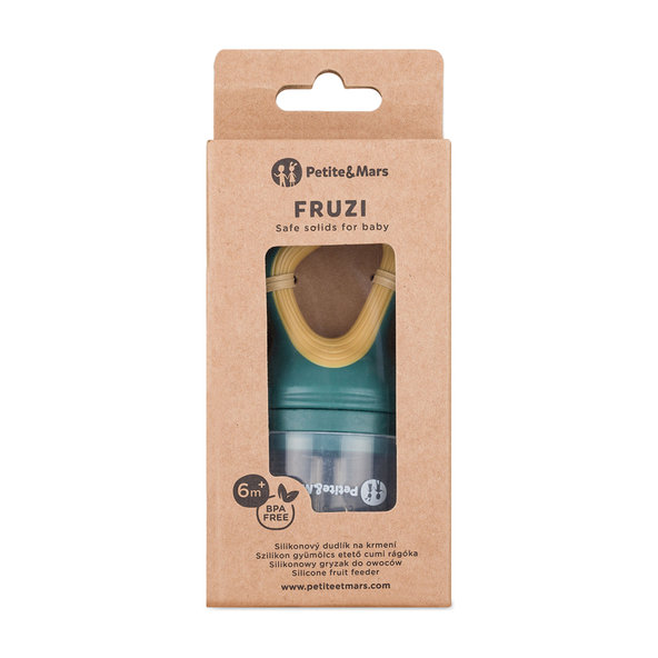 PETITE&MARS Cumlík na kŕmenie Fruzi Green&Ochre 6m+ 1 ks