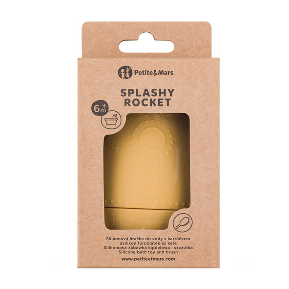 PETITE&MARS Hračka do vody s kefkou Splashy Rocket Intense Ochre 6m+