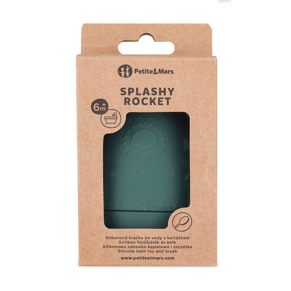 PETITE&MARS Hračka do vody s kefkou Splashy Rocket Misty Green 6m+