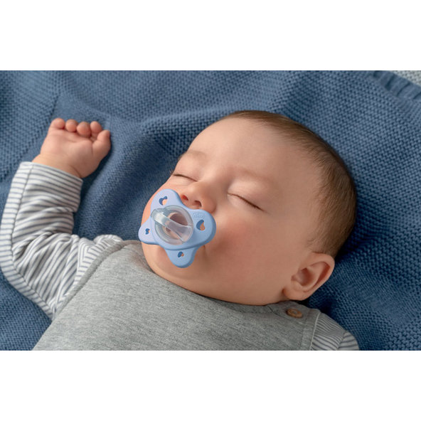 CHICCO PhysioForma Dual Soft silikónový cumlík modrý 0–2 m 1 ks