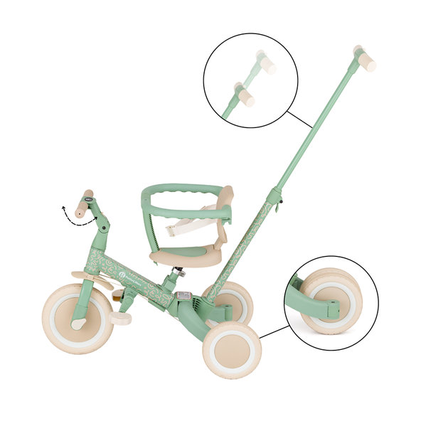 PETITE&MARS Trojkolka multifunkčná 5v1 Turbo - limitovaná edícia Green Twist