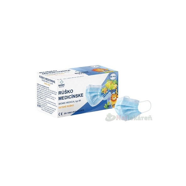 BIOMIC RÚŠKO medicínske detské typ IIR modré 50 ks