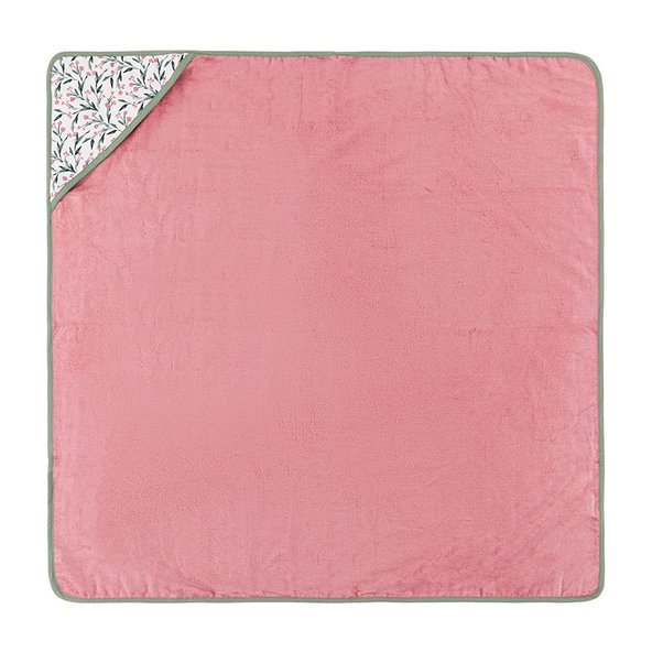 PETITE&MARS Loulou Osuška s kapucňou Pink Meadow 100 x 100 cm