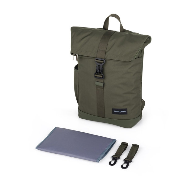 PETITE&MARS Batoh prebaľovací na kočík Jackob Military Green