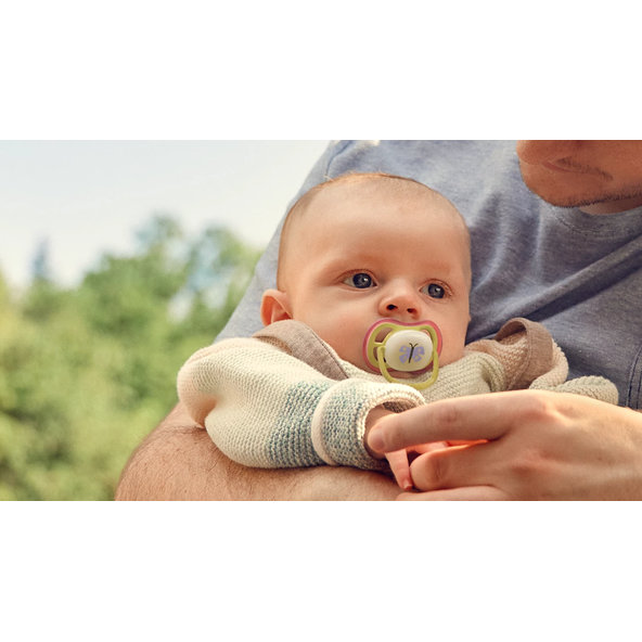 Philips AVENT Cumlík Ultra air s obrázkom nočný 0-6 m fialový/žltý 2ks