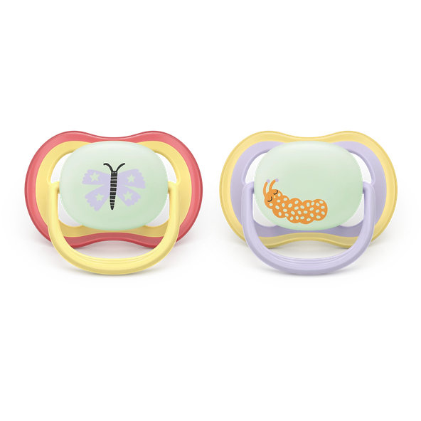 Philips AVENT Cumlík Ultra air s obrázkom nočný 0-6 m fialový/žltý 2ks
