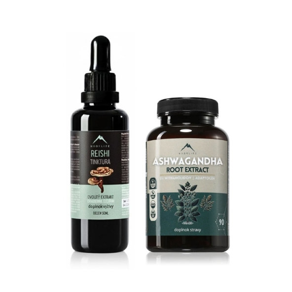 Hrotlife Pokoj a rovnováha Reishi tinktúra 50 ml a Ashwagandha 90 kapsúl