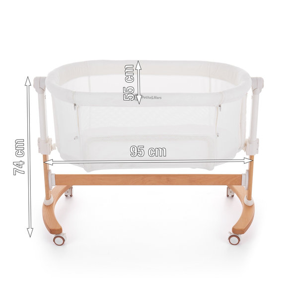 PETITE&MARS Glory 2v1 polohovateľná postieľka s kolískou Mocha Beige