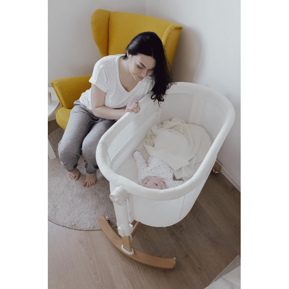 PETITE&MARS Glory 2v1 polohovateľná postieľka s kolískou Mocha Beige