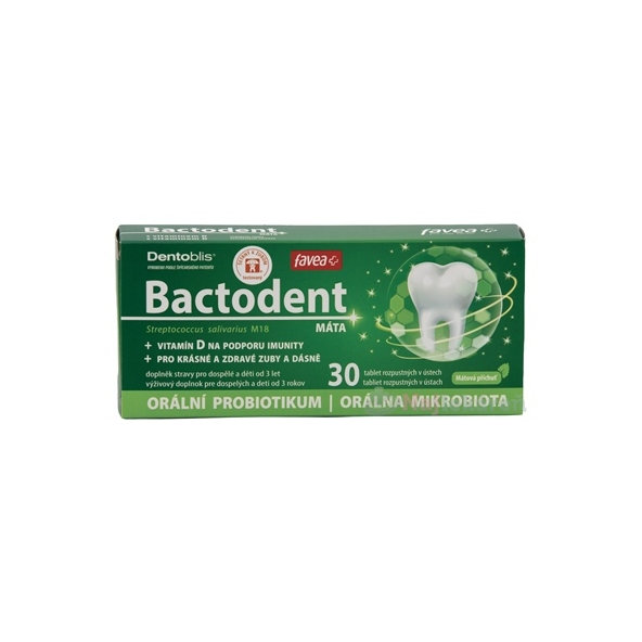 favea Bactodent s vitamínom D mätová príchuť 30 žuvacích tabliet