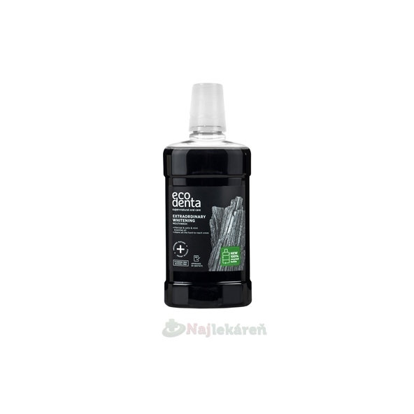 EcoDenta Extraordinary Whitening ústna voda čierne uhlie 500 ml