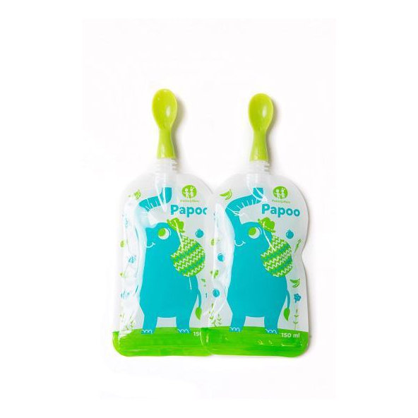 PETITE&MARS Lyžička ku kapsičke Papoo 2 ks zelená