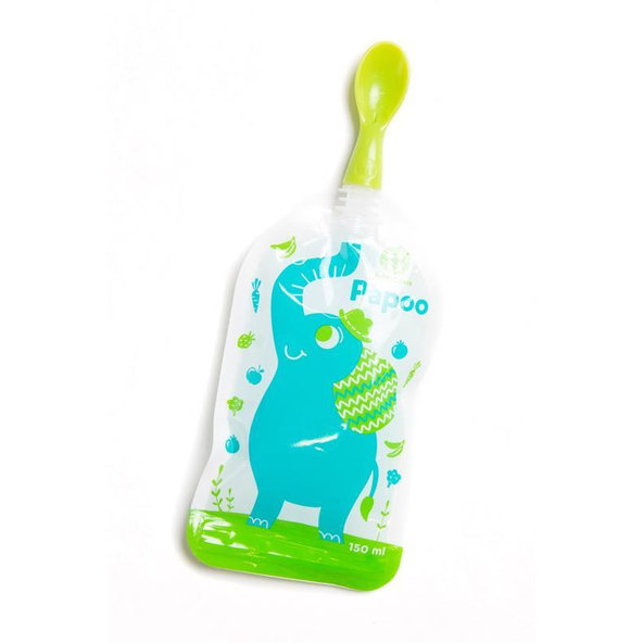 PETITE&MARS Lyžička ku kapsičke Papoo 2 ks zelená