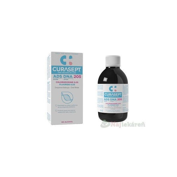 CURASEPT ADS DNA 205 ústna voda 0,05 % + fluorid 200 ml