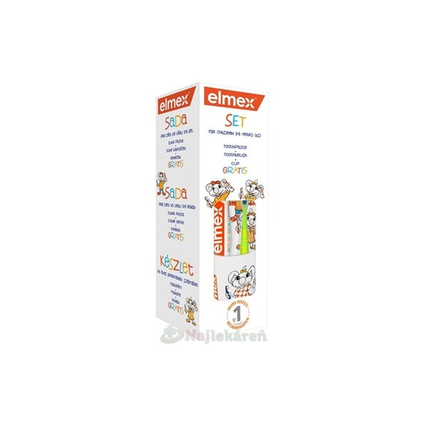 Elmex detská sada kefka + zubná pasta 50 ml + pohárik zadarmo